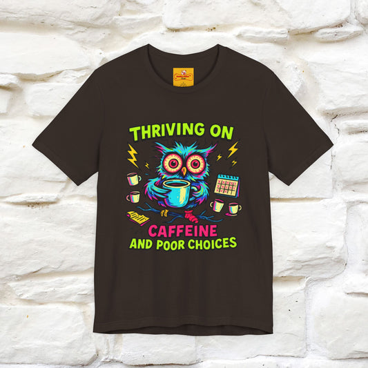 ''Thriving On Caffeine And Poor Choices''| Sarcastic Cat T-Shirt | Nunu&Miao Studio