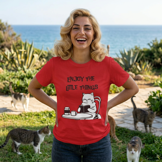 "Enjoy The Little Things." Cat T-Shirt | Nunu&Miao Studio