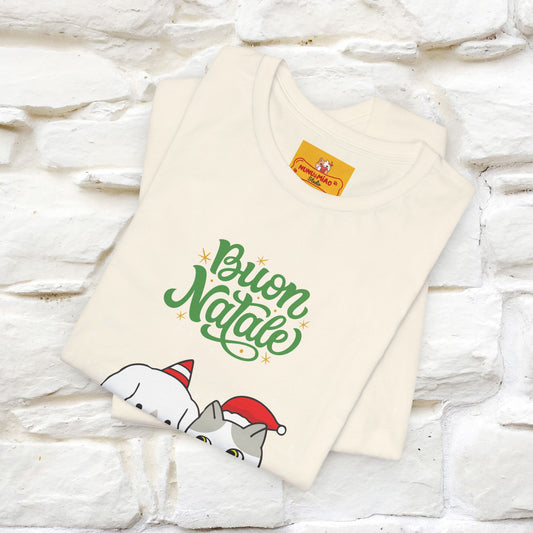 ''Buon Natale Cat and Dog'' Christmas T-shirt | Nunu&Miao Studio - Nunu&Miao Studio