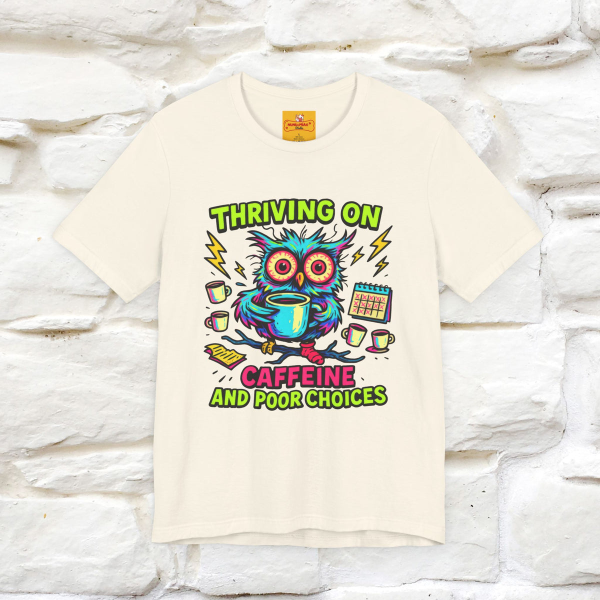 ''Thriving On Caffeine And Poor Choices''|  Sarcastic Cat T-Shirt | Nunu&Miao Studio