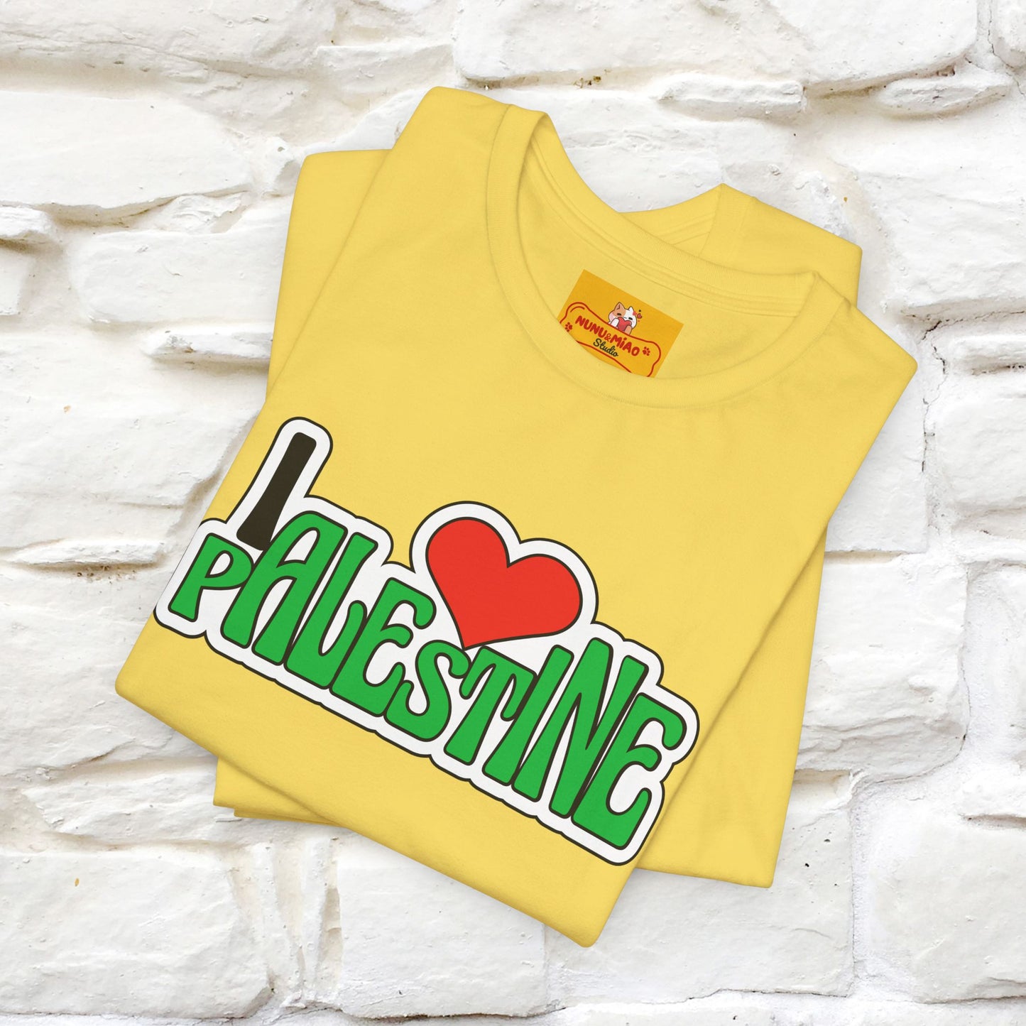 "I Love Palestine" Cat T-shirt | Front & Back Design |Nunu&Miao Studio - Nunu&Miao Studio