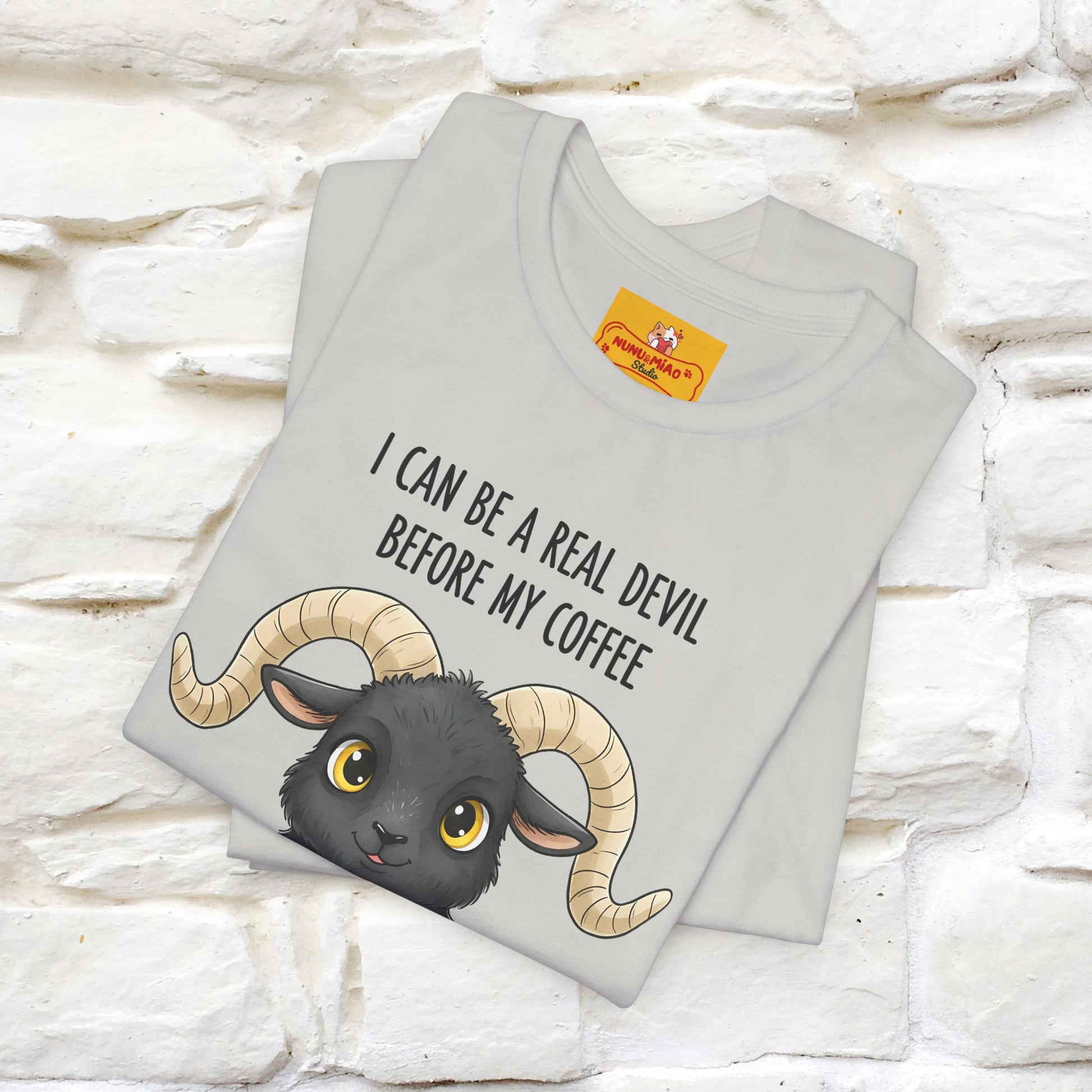 "I Can Be a Real Devil Before My Coffe" Funny T-shirt |Nunu&Miao Studio - Nunu&Miao Studio