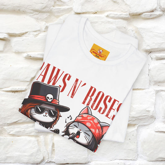 Paws N' Roses T-Shirt | Rock-Inspired Cat Lover  | Nunu&Miao Studio - Nunu&Miao Studio