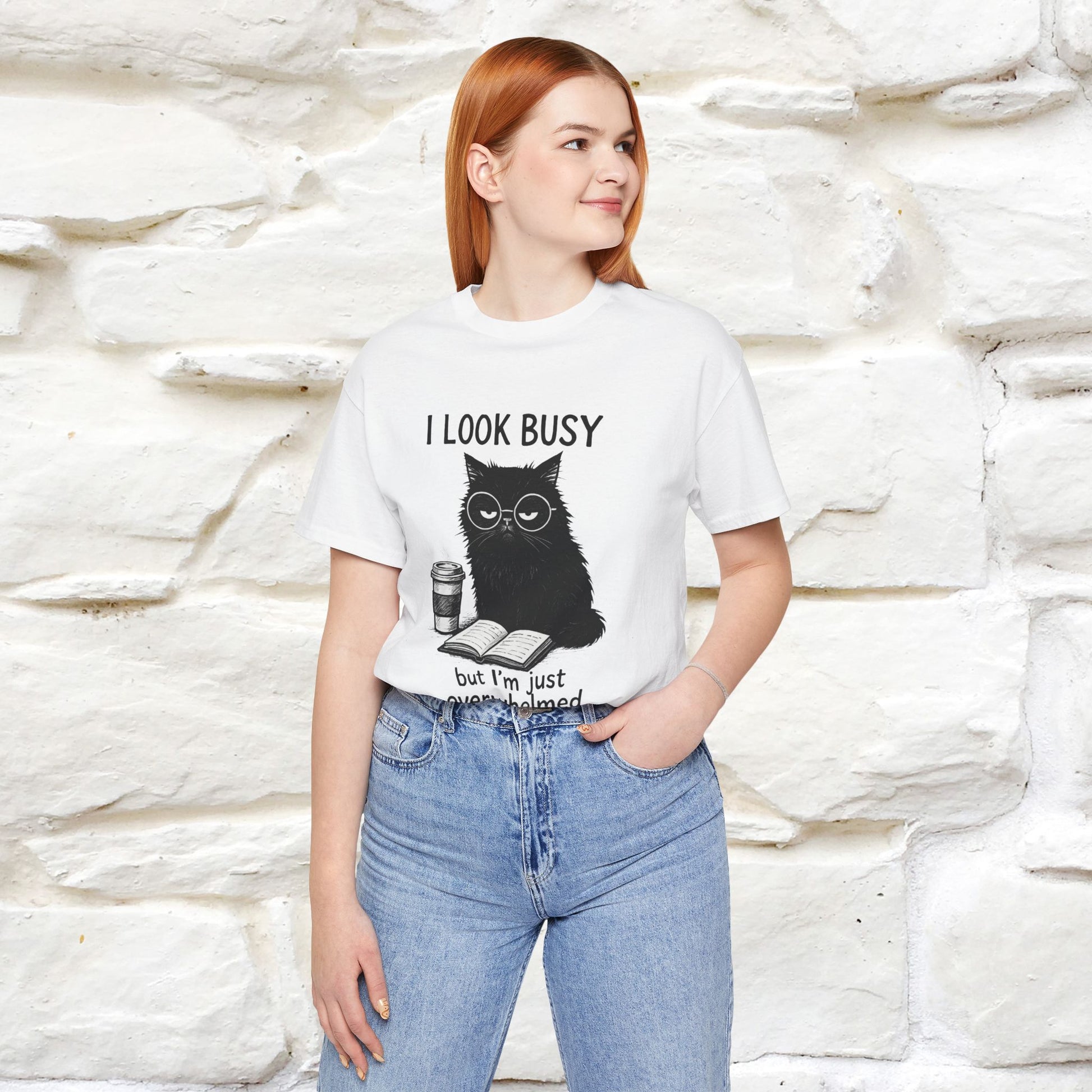 "I Look Busy But I'm Just Overwhelmed" |Cat T-Shirt | Nunu&Miao Studio - Nunu&Miao Studio
