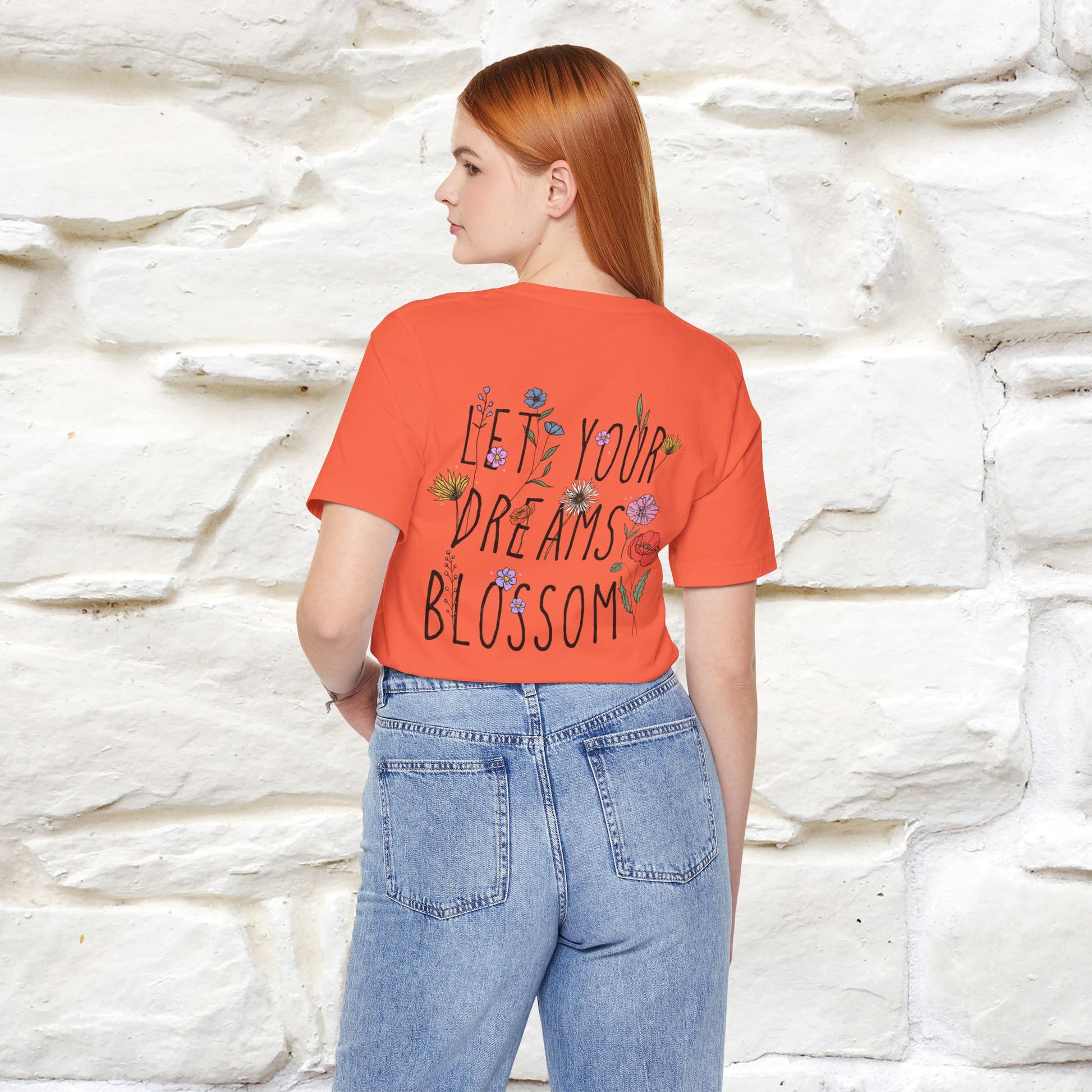 "Let Your Dreams Blossom'' Cat T-Shirt Front and Back Design | Nunu&Miao Studio - Nunu&Miao Studio