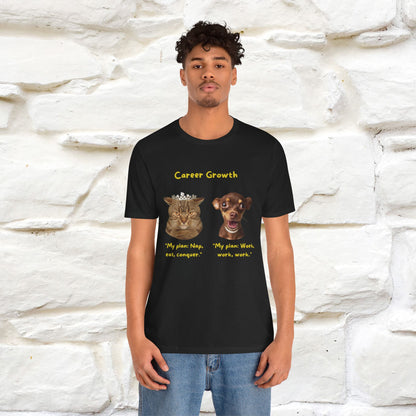 "Career Growth: Cat vs. Dog" | Cat T-Shirt | Nunu&Miao Studio - Nunu&Miao Studio