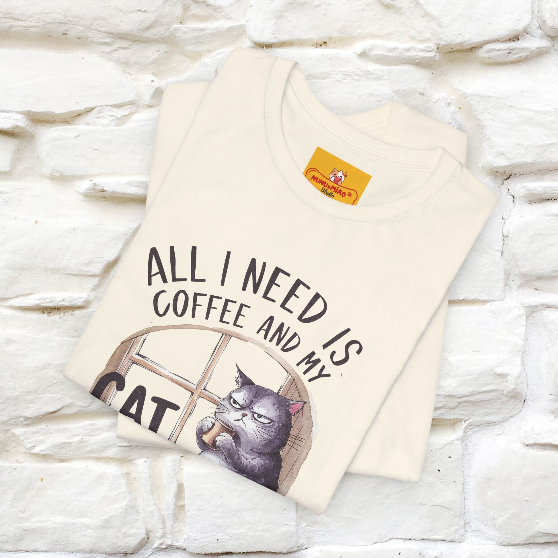 ''All I Need Is Coffee and My Cat, It's Too Peopley Outside''| Cat T-Shirt | Nunu&Miao Studio - Nunu&Miao Studio