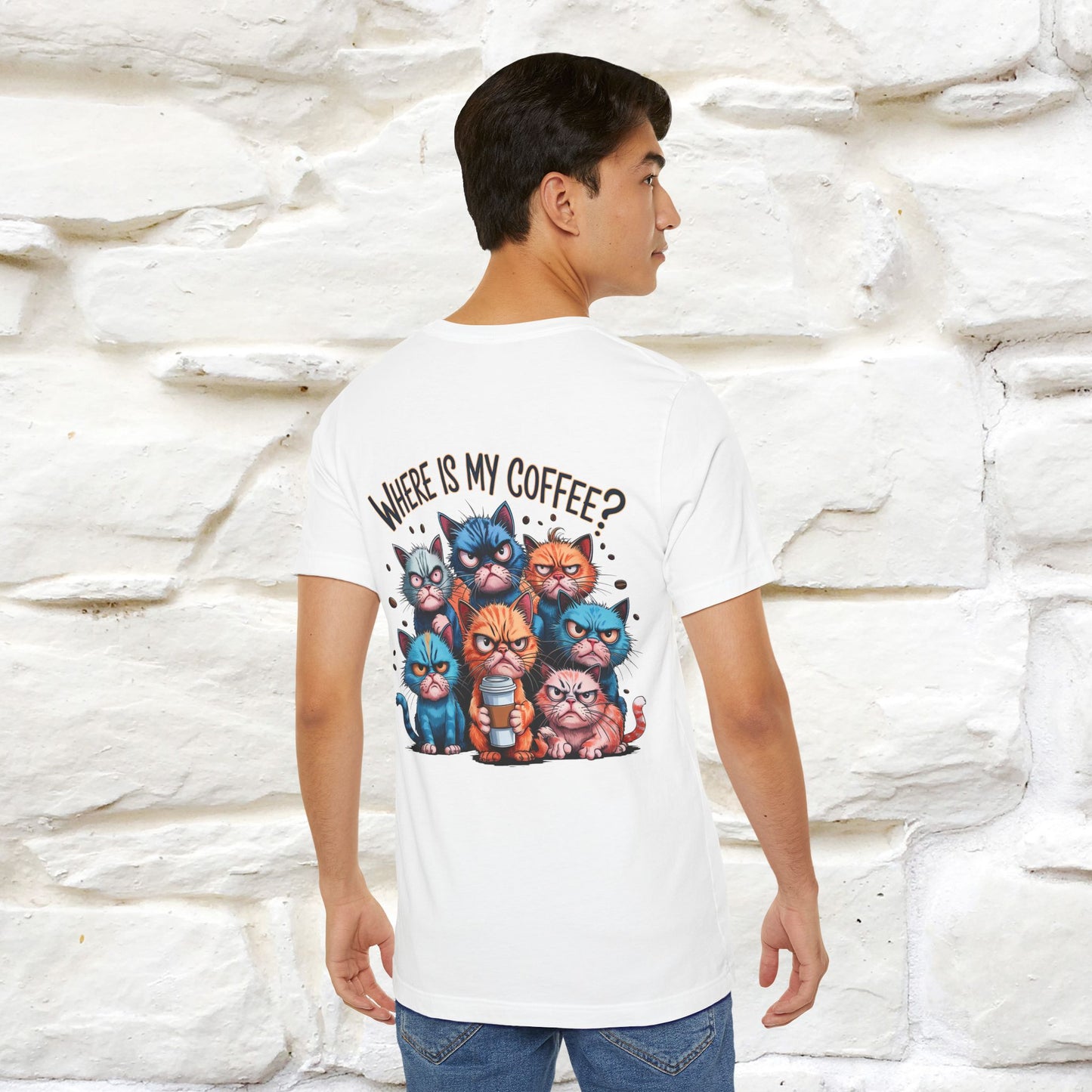 "Where Is My Coffe?" Cat T-Shirt | Front & Back Design | Nunu&Miao Studio