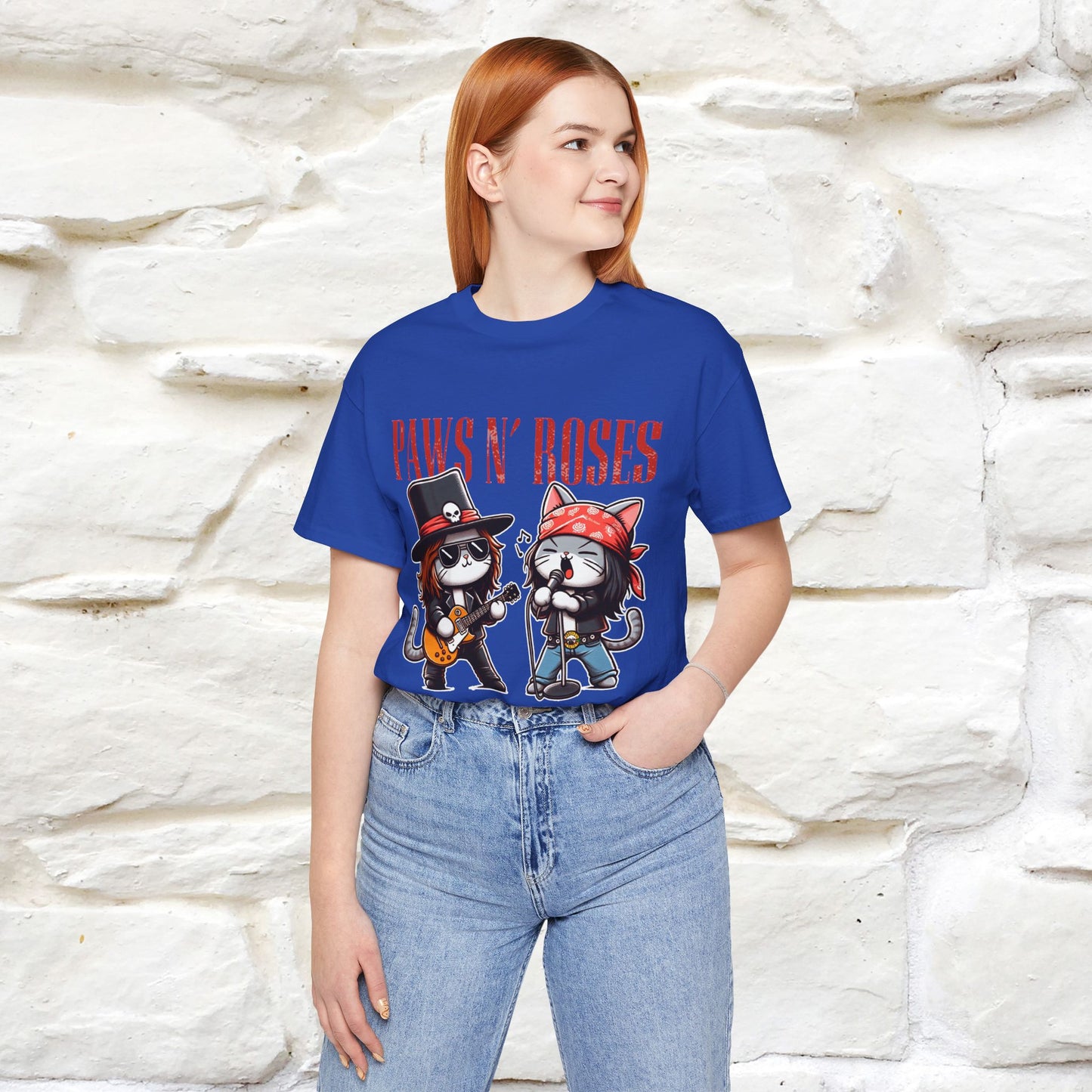 Paws N' Roses T-Shirt | Rock-Inspired Cat Lover  | Nunu&Miao Studio - Nunu&Miao Studio