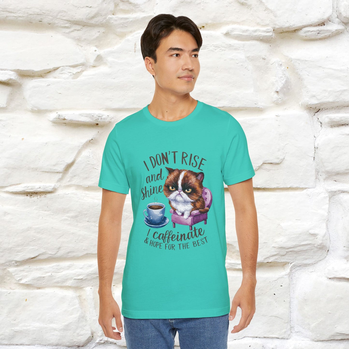 I Don’t Rise and Shine, I Caffeinate ....| Funny Cat T-Shirt| Nunu&Miao Studio - Nunu&Miao Studio