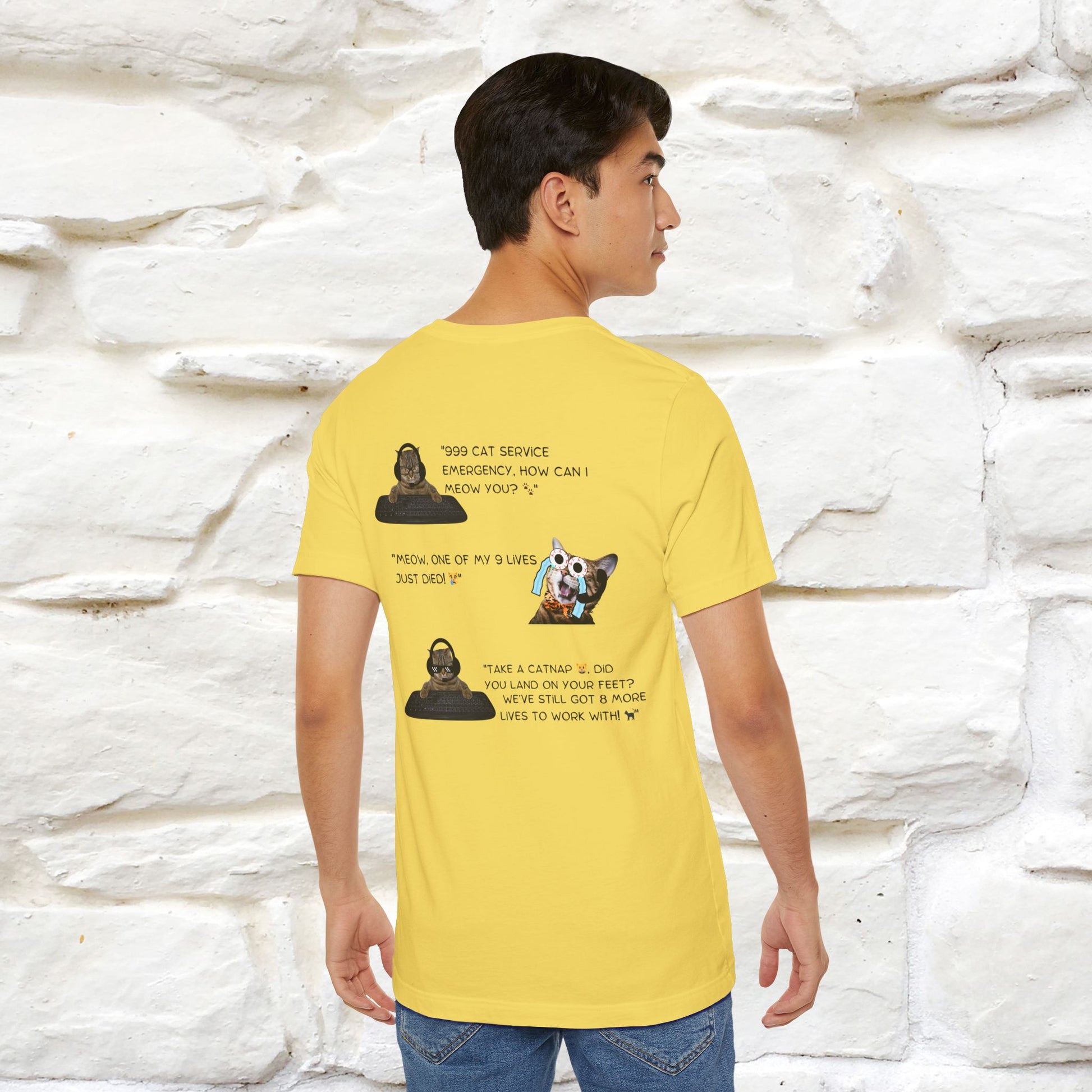''911 Emergency'' | Front & Back Design | Cat T-Shirt | Nunu&Miao Studio - Nunu&Miao Studio