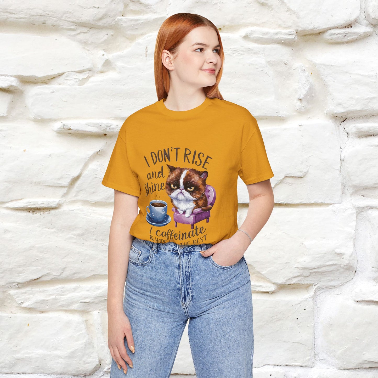 I Don’t Rise and Shine, I Caffeinate ....| Funny Cat T-Shirt| Nunu&Miao Studio - Nunu&Miao Studio