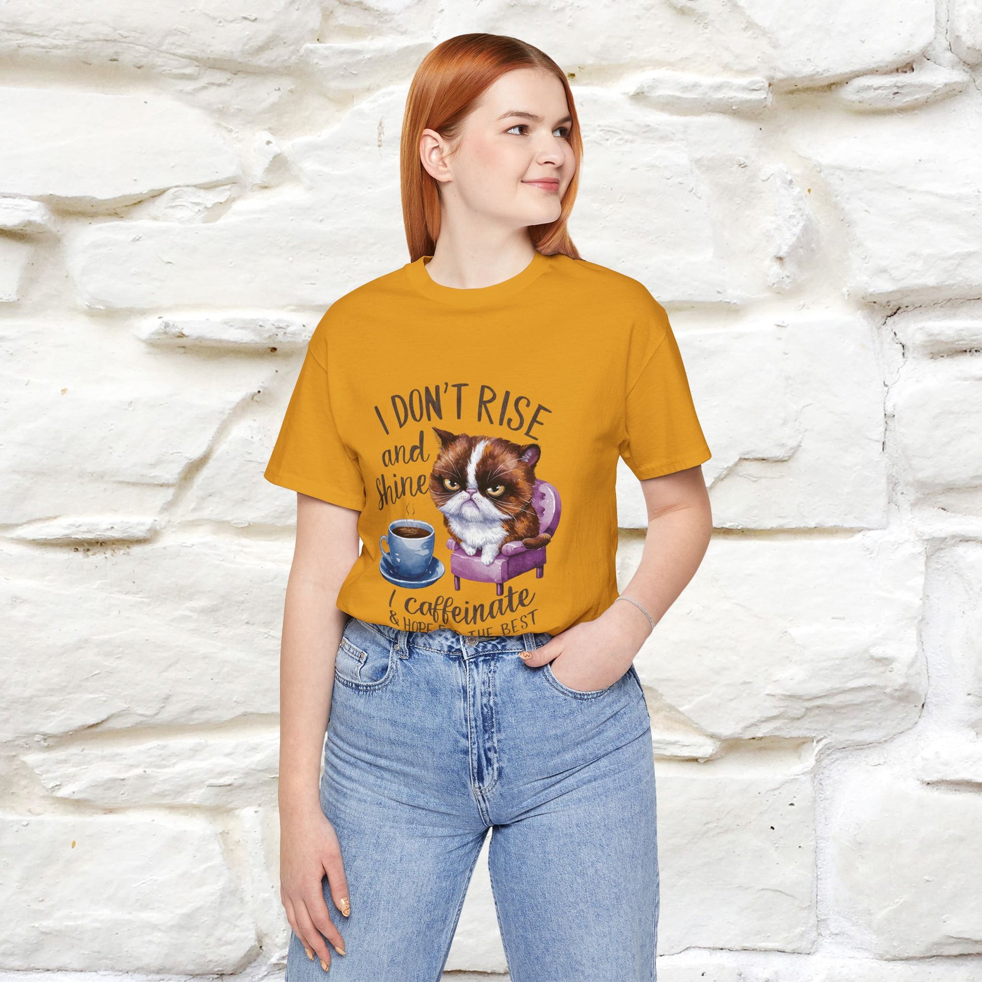 I Don’t Rise and Shine, I Caffeinate ....| Funny Cat T-Shirt| Nunu&Miao Studio - Nunu&Miao Studio