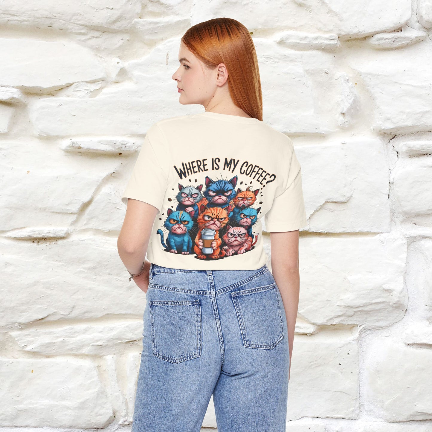 "Where Is My Coffe?" Cat T-Shirt | Front & Back Design | Nunu&Miao Studio