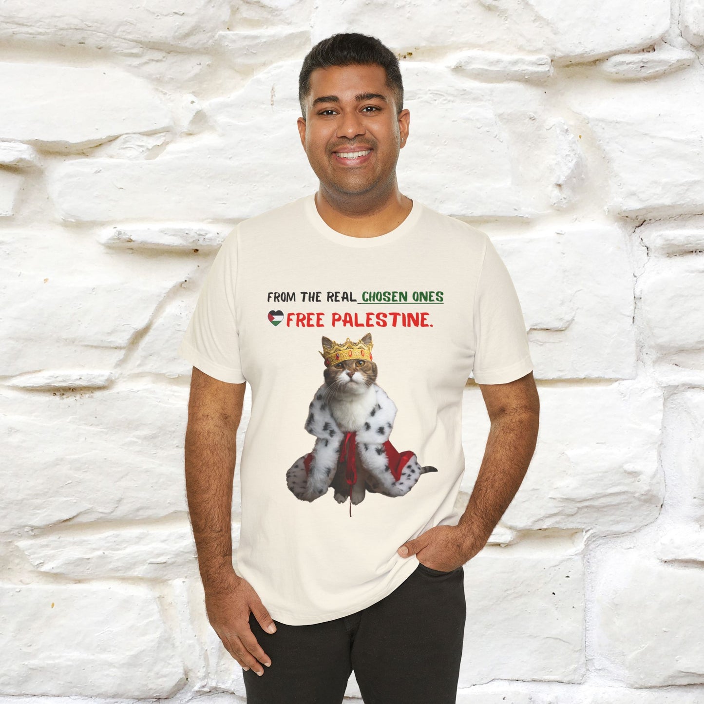 "From the real chosen ones  Free Palestine." Cat T-shirt |Nunu&Miao Studio - Nunu&Miao Studio