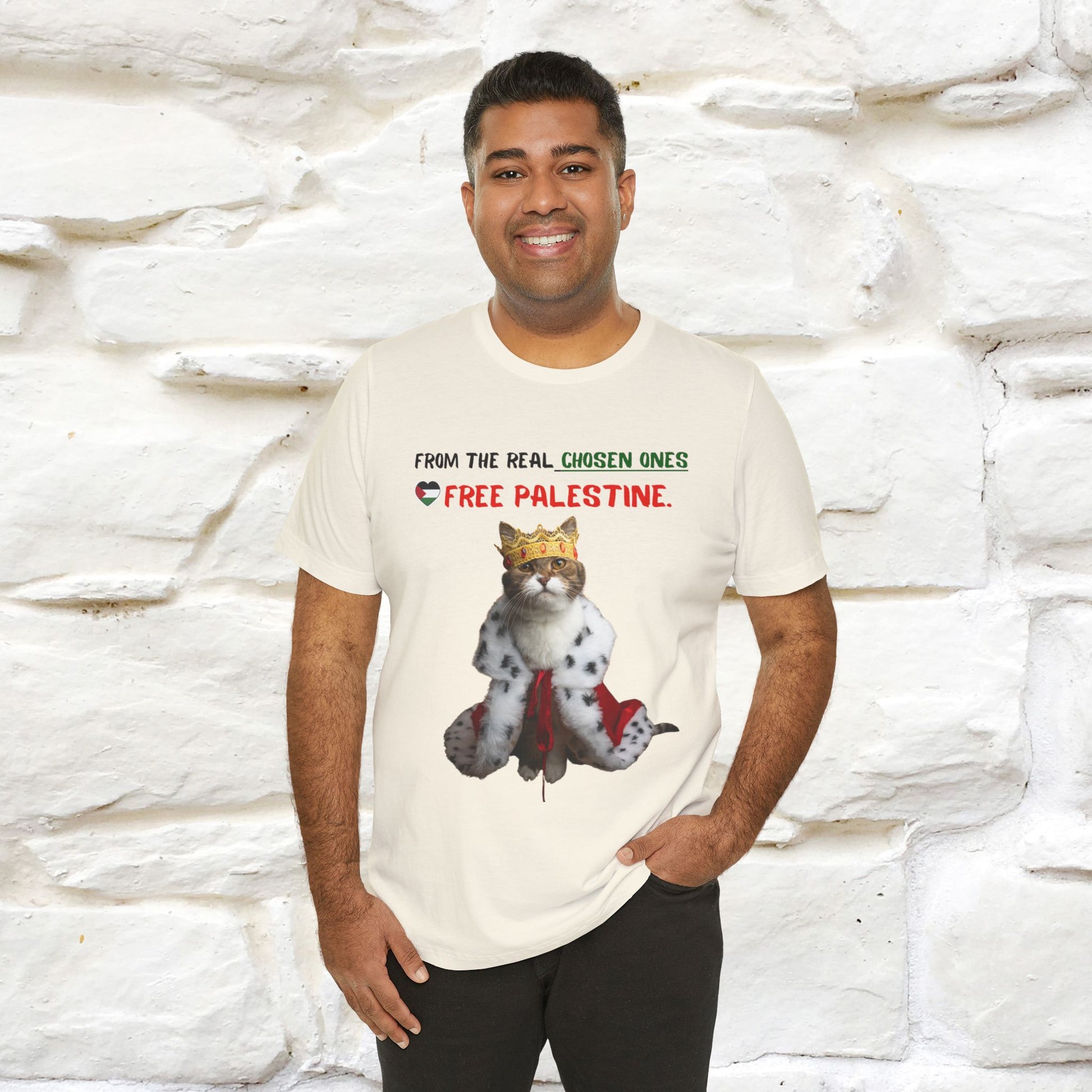 "From the real chosen ones  Free Palestine." Cat T-shirt |Nunu&Miao Studio - Nunu&Miao Studio