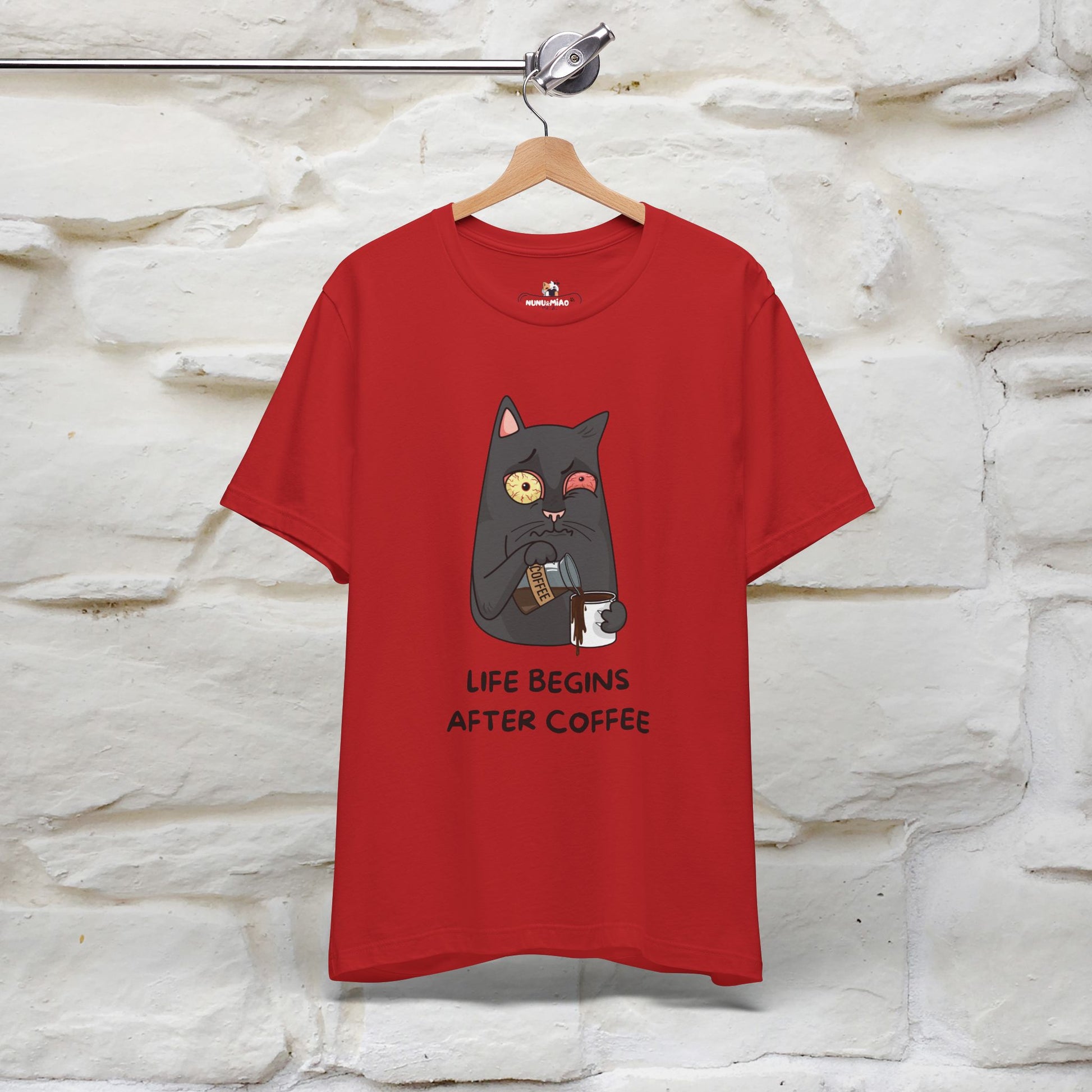 ''Life Begings After Coffe''  Cat T-shirt for Men and Women  100% Cotton* - Nunu&Miao Studio