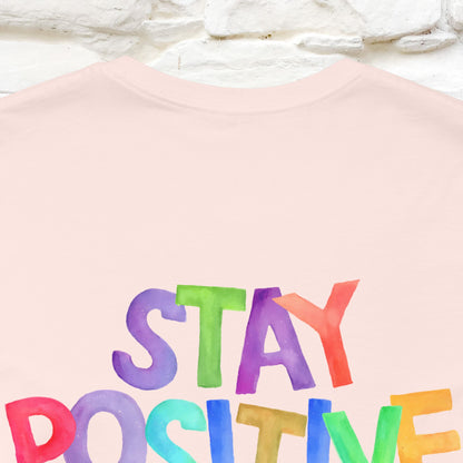 "Stay Positive'' Cat T-Shirt | Front & Back Design | Nunu&Miao Studio - Nunu&Miao Studio