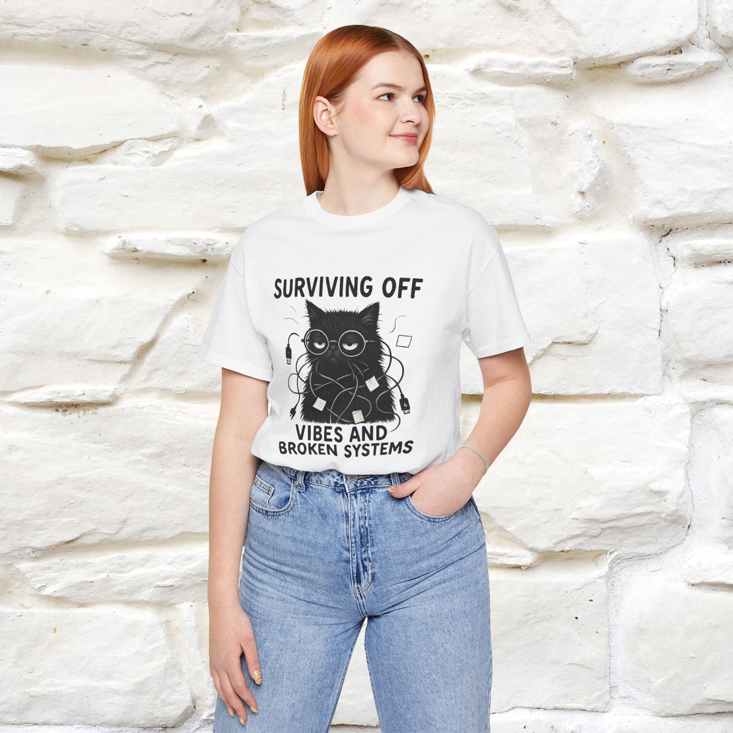 "Surviving Off...Vibes And Broken .. " |Cat T-Shirt | Nunu&Miao Studio - Nunu&Miao Studio