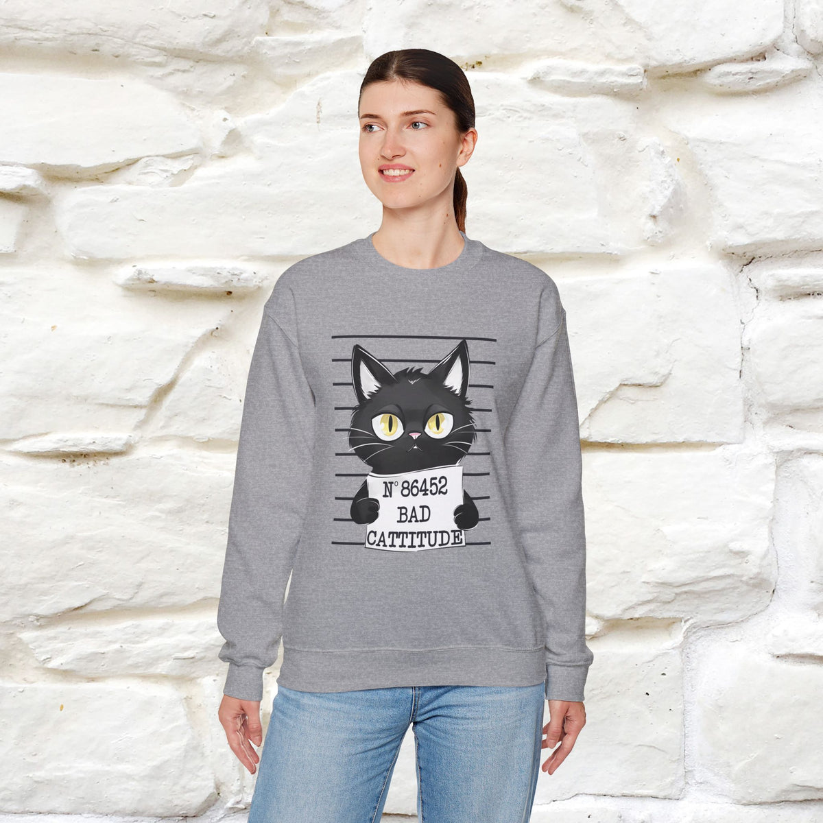 ''Bad Cattitude'' |Cat Sweatshirt | Nunu&Miao Studio