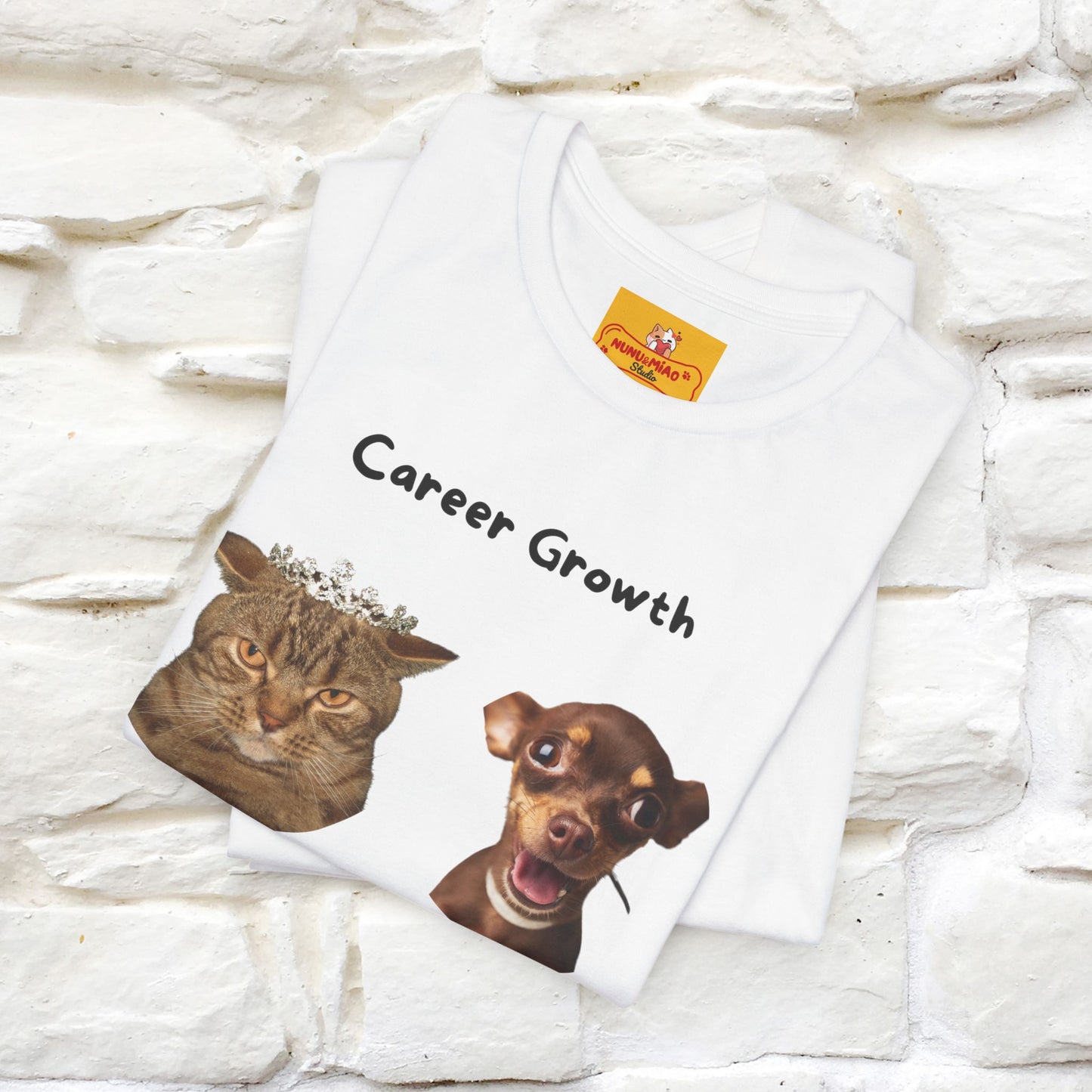 "Career Growth: Cat vs. Dog" | Cat T-Shirt | Nunu&Miao Studio - Nunu&Miao Studio
