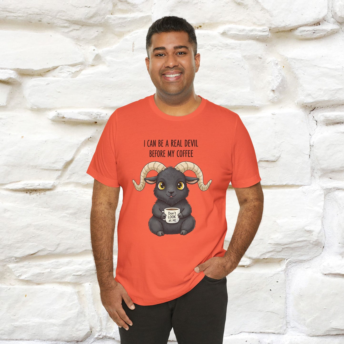 "I Can Be a Real Devil Before My Coffe" Funny T-shirt |Nunu&Miao Studio - Nunu&Miao Studio