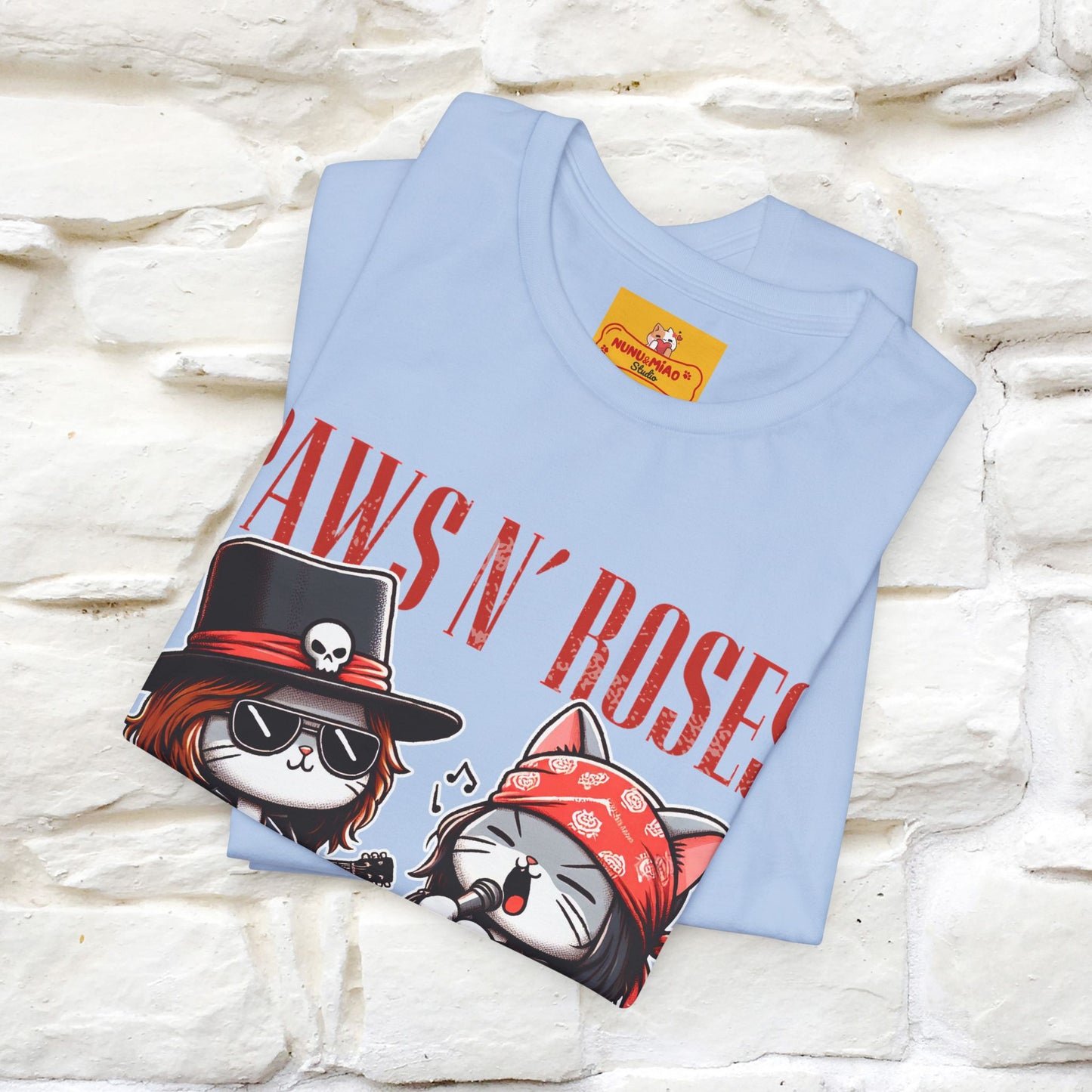Paws N' Roses T-Shirt | Rock-Inspired Cat Lover  | Nunu&Miao Studio - Nunu&Miao Studio
