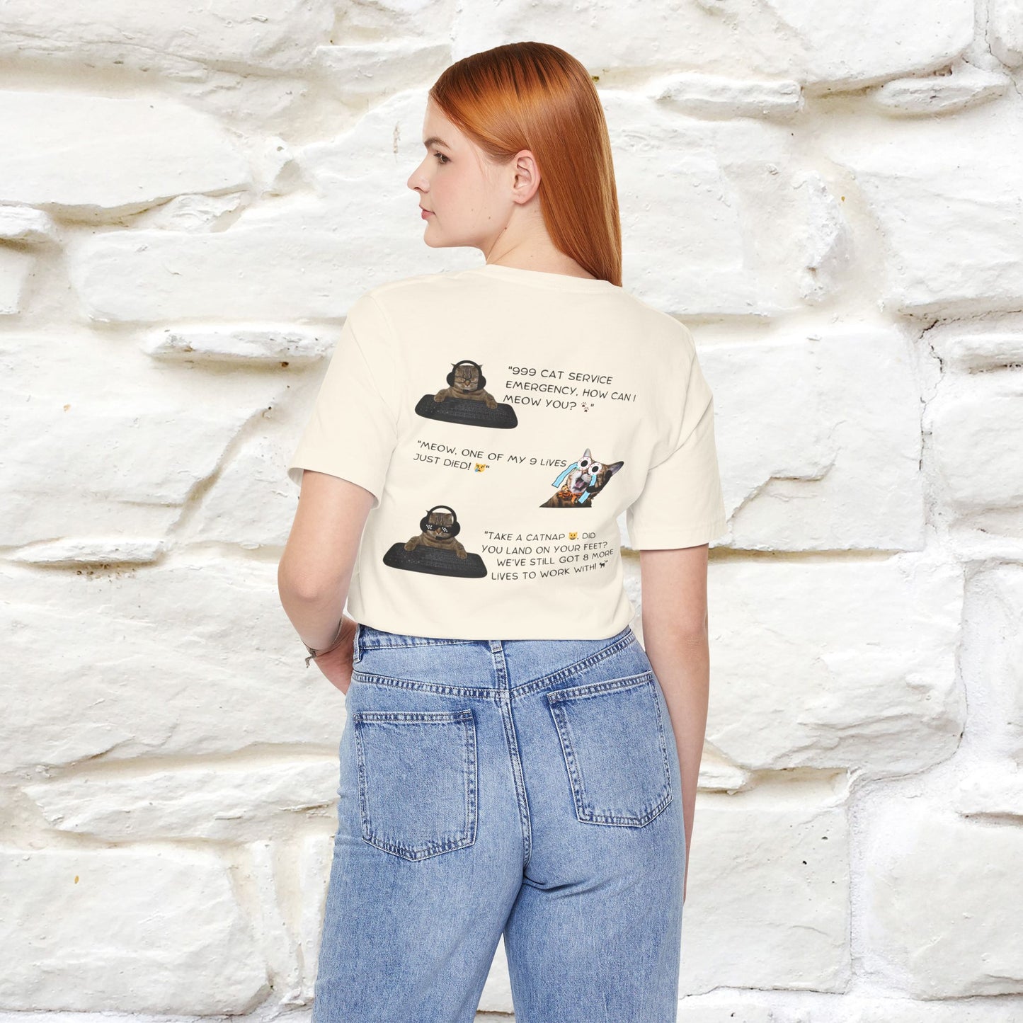 ''911 Emergency'' | Front & Back Design | Cat T-Shirt | Nunu&Miao Studio - Nunu&Miao Studio