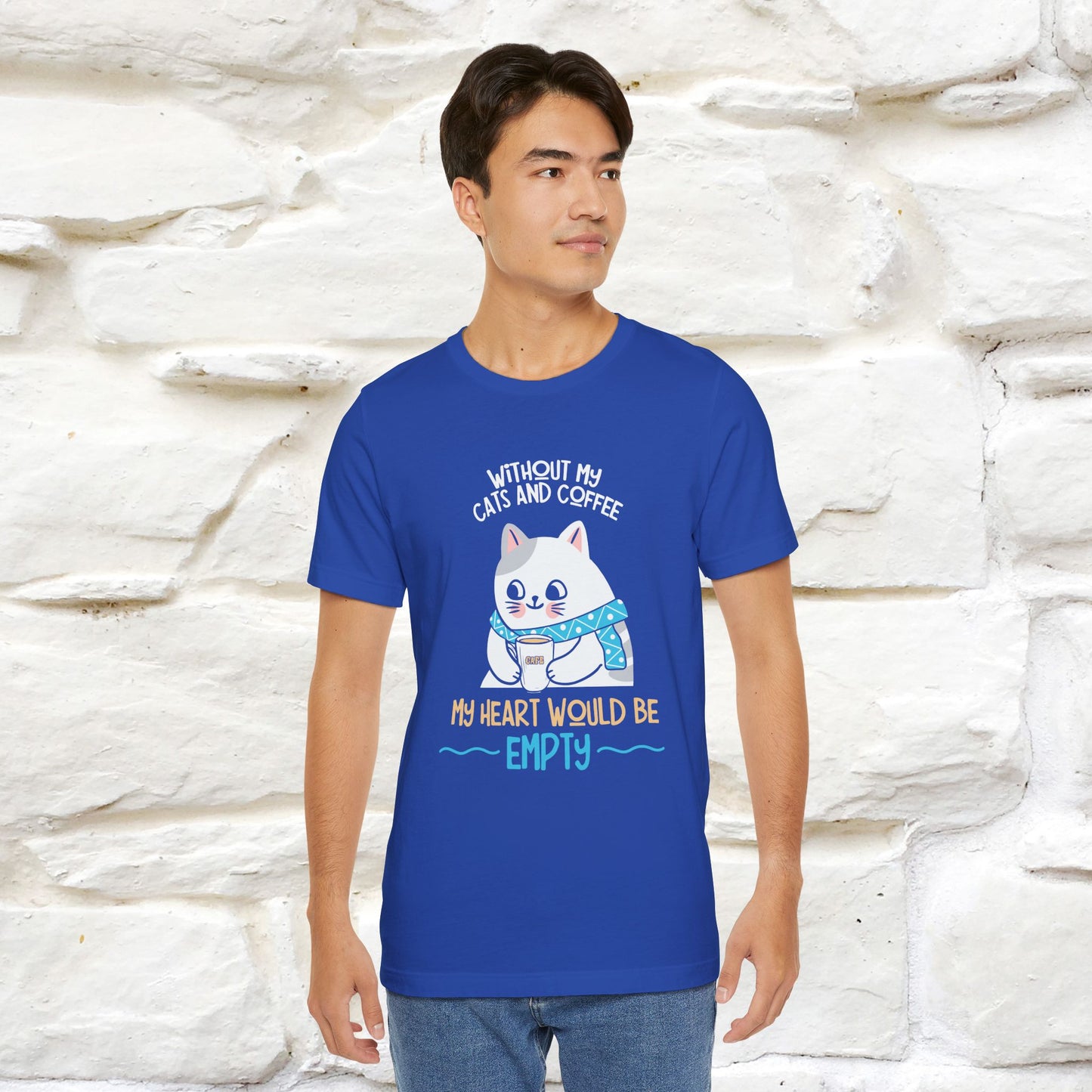 "Without My Cats and Coffee, My Heart Would Be Empty" Cat T-shirt | Nunu&Miao Studio - Nunu&Miao Studio