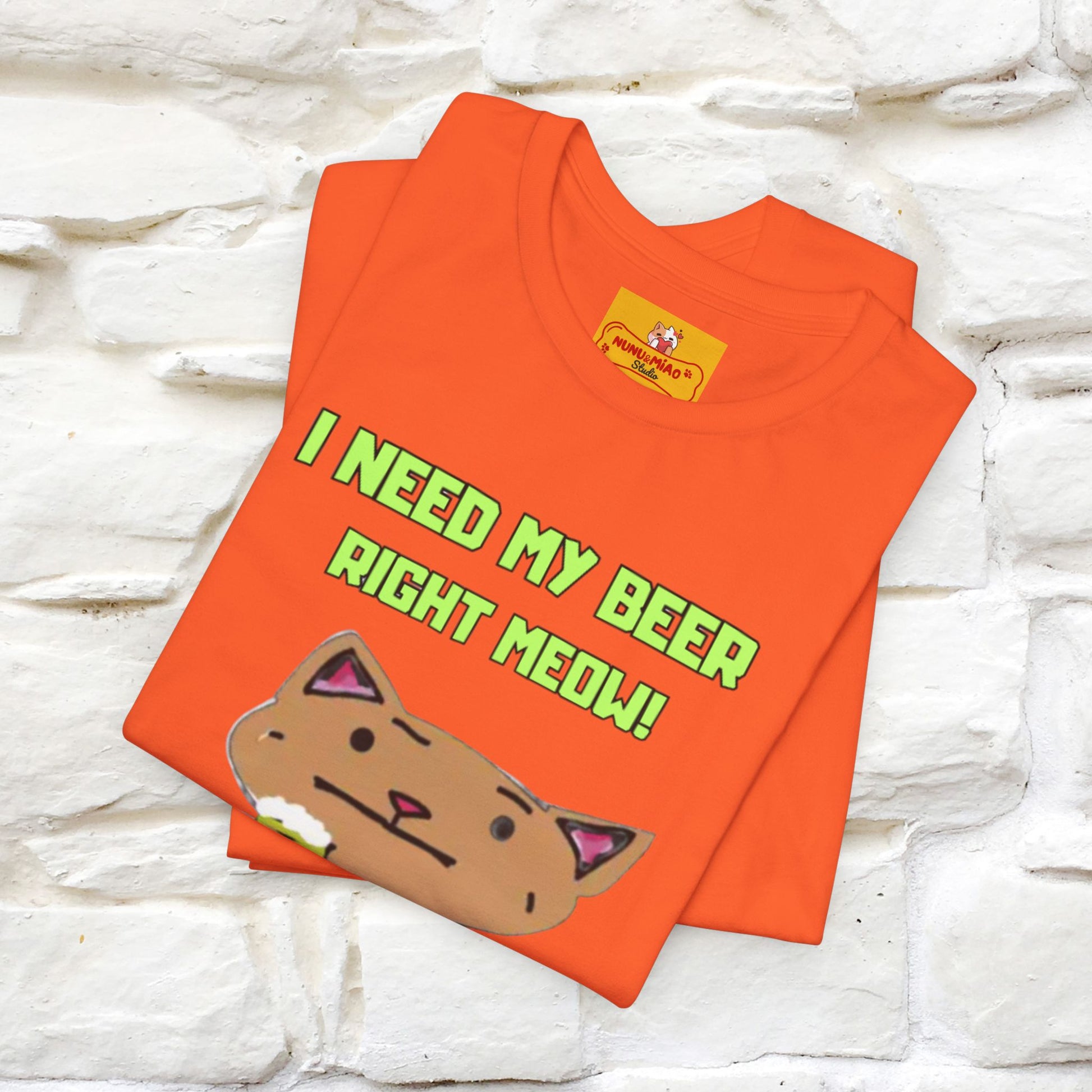 "I Need My Beer Right Meow!" Cat  T-shirt |Nunu&Miao Studio - Nunu&Miao Studio