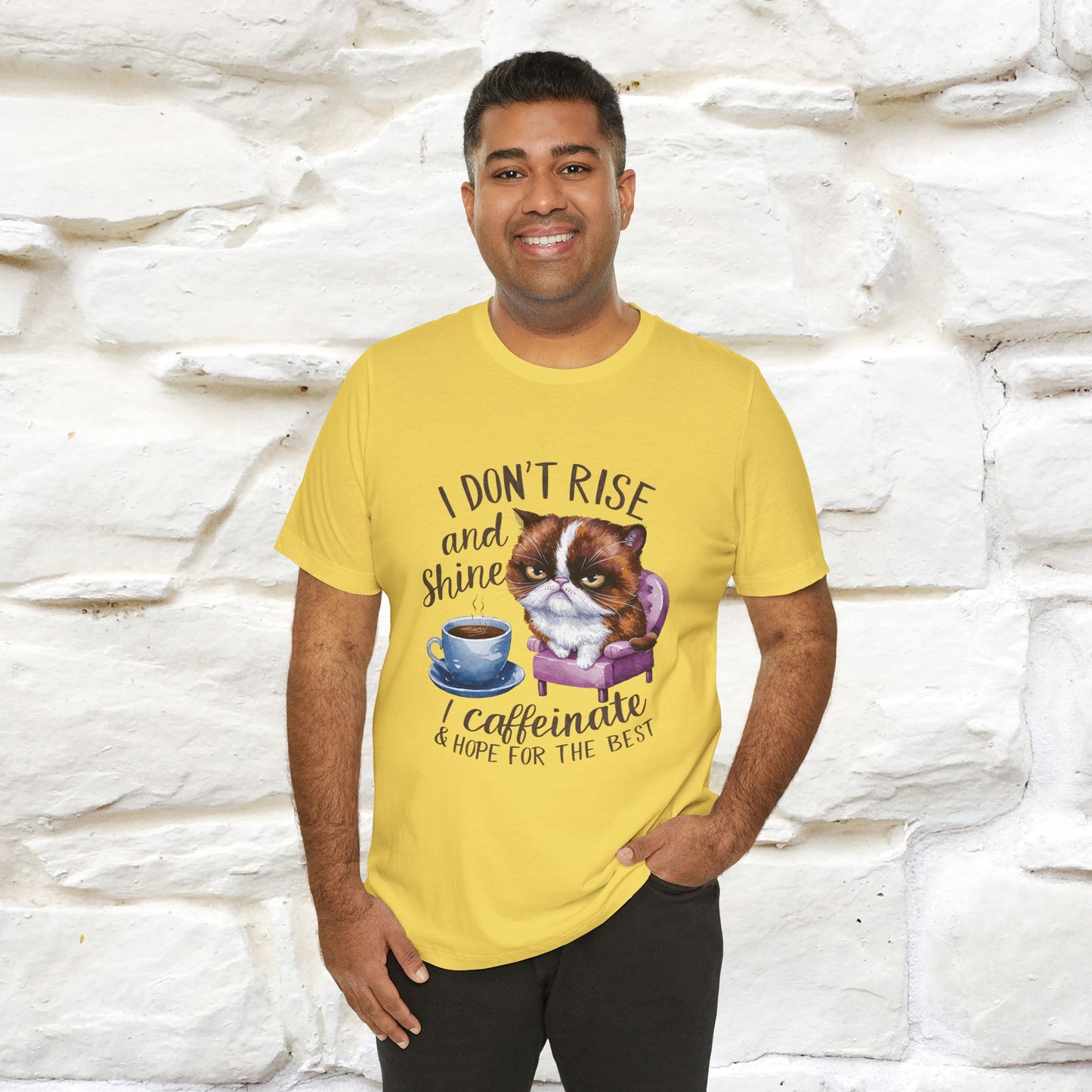 I Don’t Rise and Shine, I Caffeinate ....| Funny Cat T-Shirt| Nunu&Miao Studio - Nunu&Miao Studio