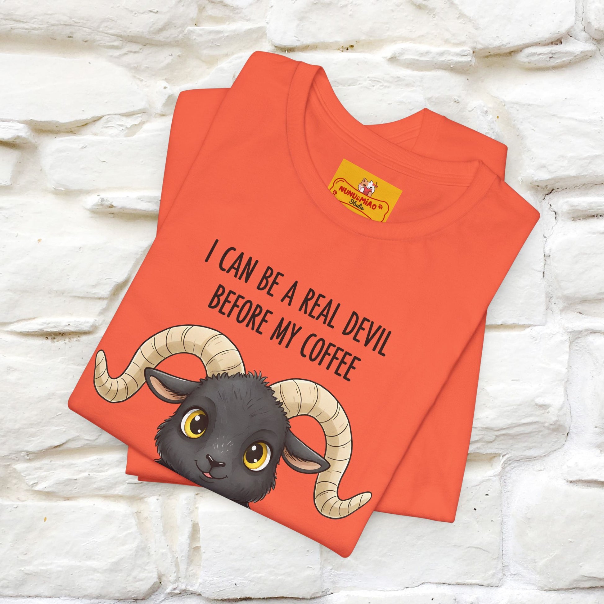"I Can Be a Real Devil Before My Coffe" Funny T-shirt |Nunu&Miao Studio - Nunu&Miao Studio
