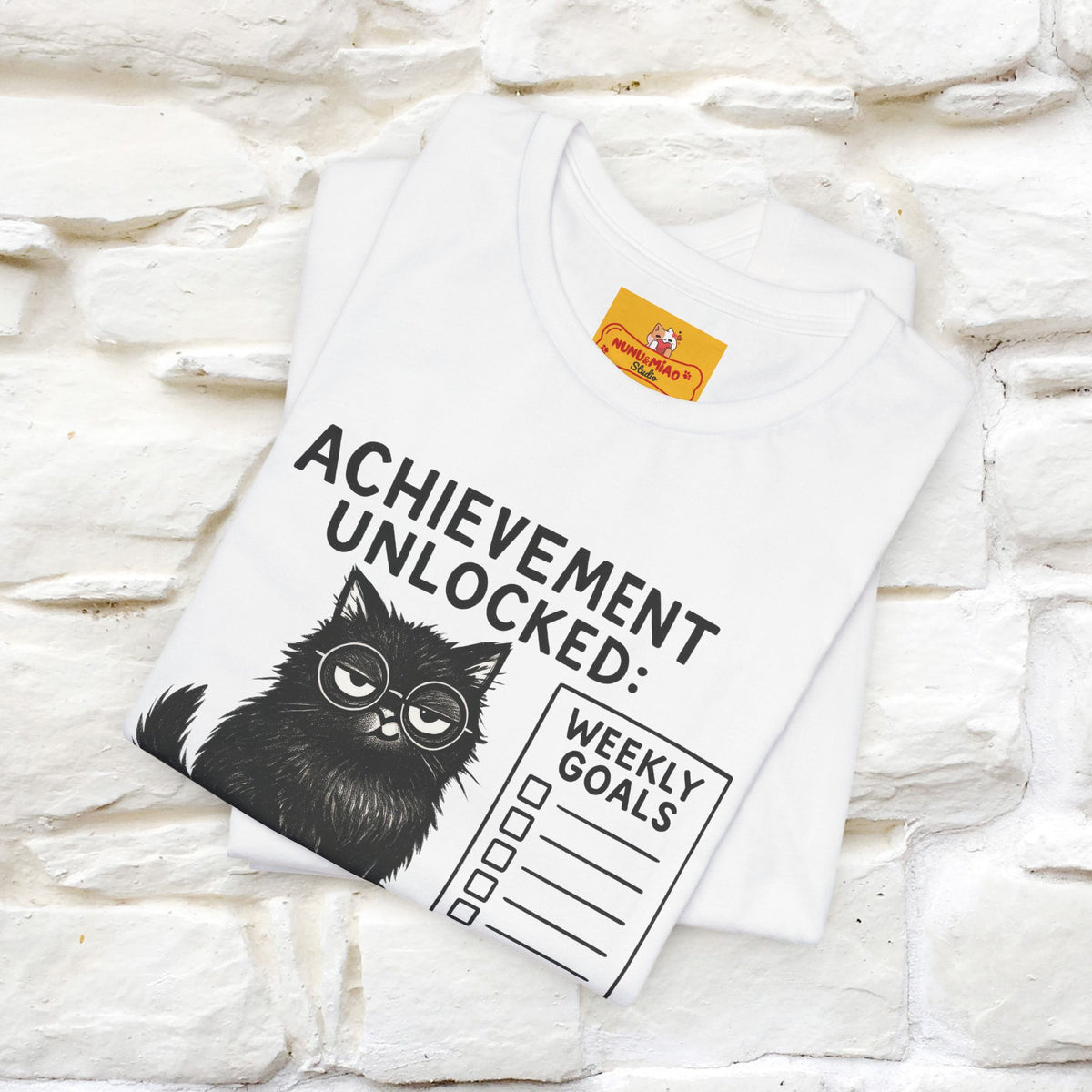 "Achievement Unlocked Bare Minimum." |Cat T-Shirt | Nunu&Miao Studio