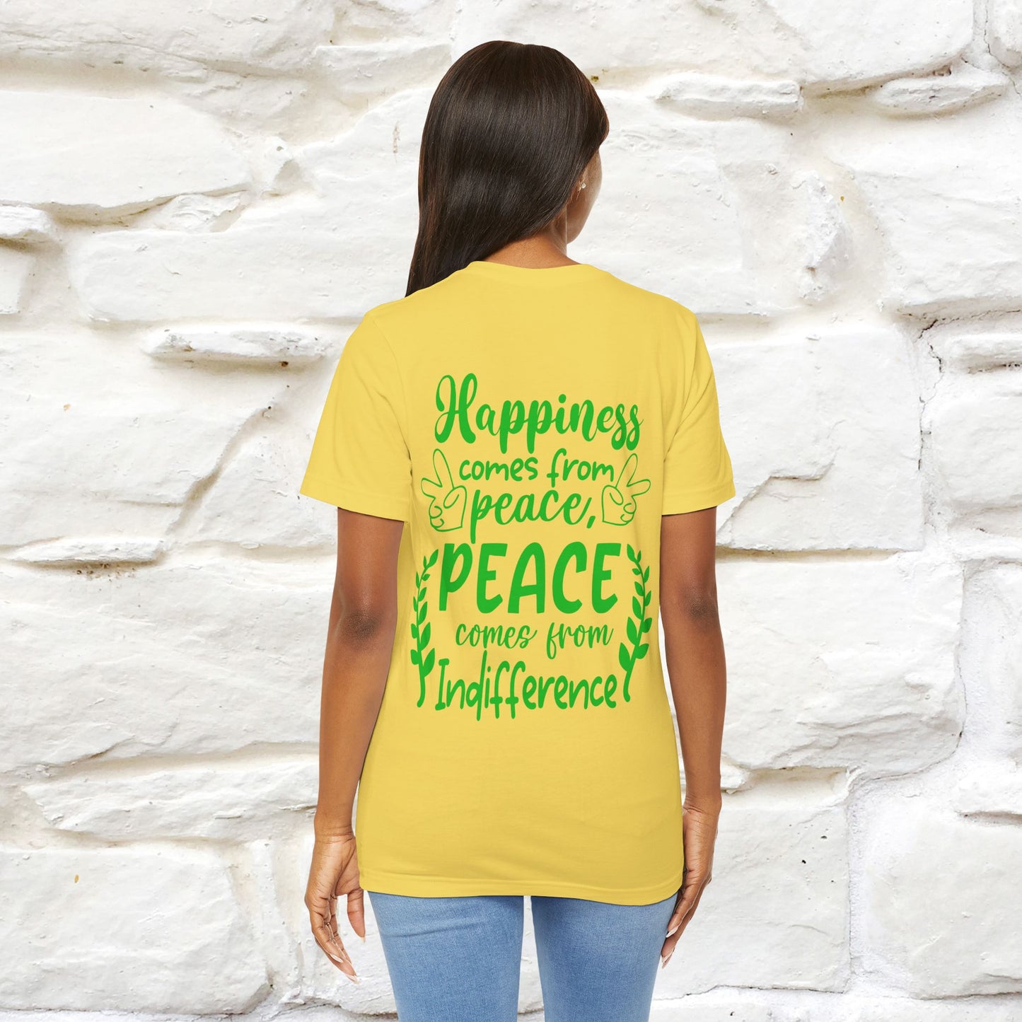 "Happiness Comes From Peace, Peace Comes From Indifference" Cat T-Shirt| Front & Back Design | Nunu&Miao Studio - Nunu&Miao Studio