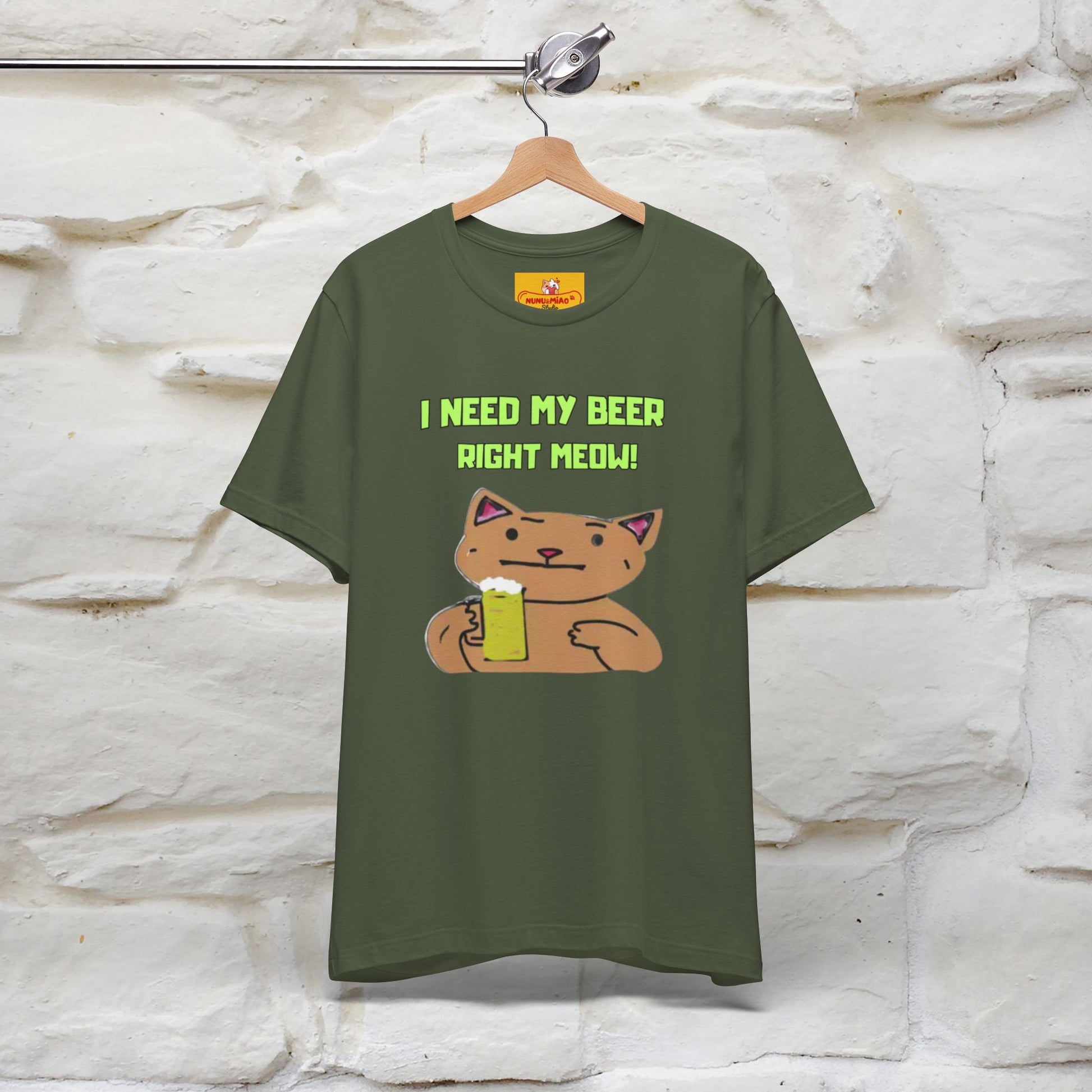 "I Need My Beer Right Meow!" Cat  T-shirt |Nunu&Miao Studio - Nunu&Miao Studio