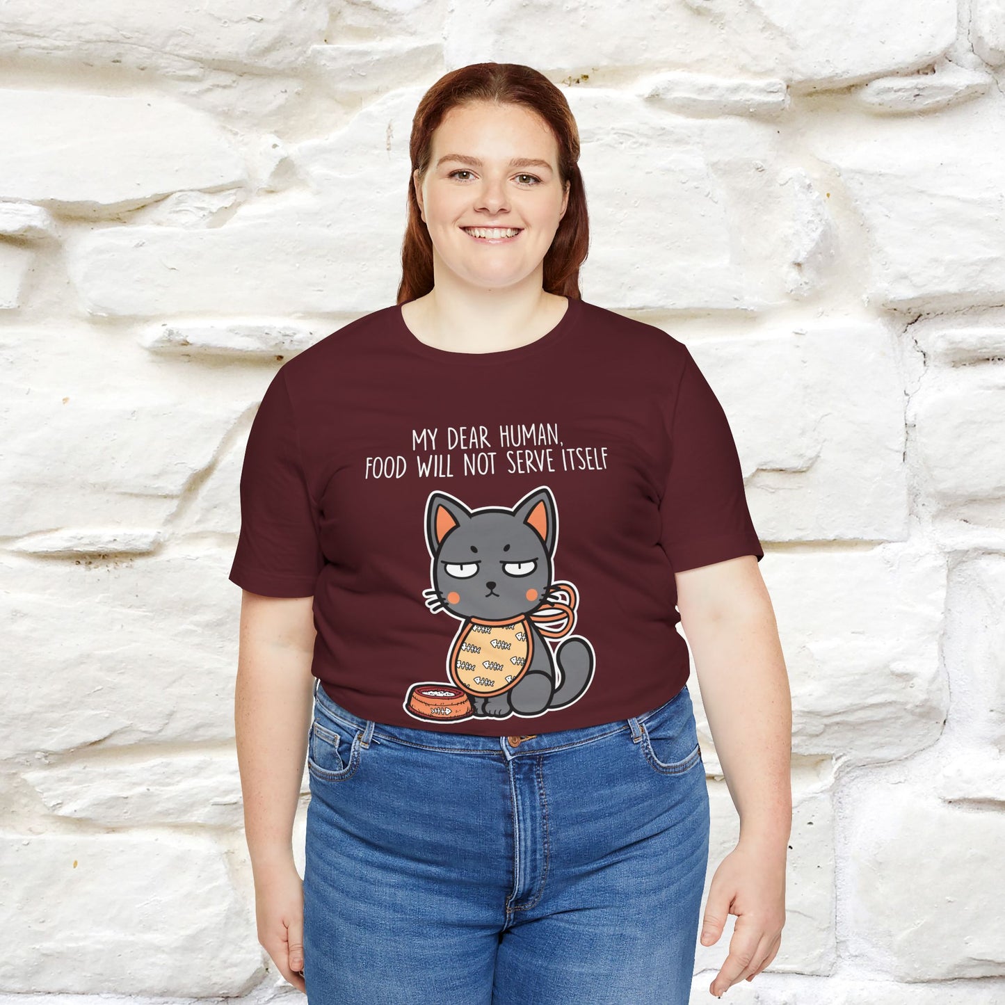 "Dear Human, Food Will Not Serve Itself" |Cat T-Shirt | Nunu&Miao Studio - Nunu&Miao Studio