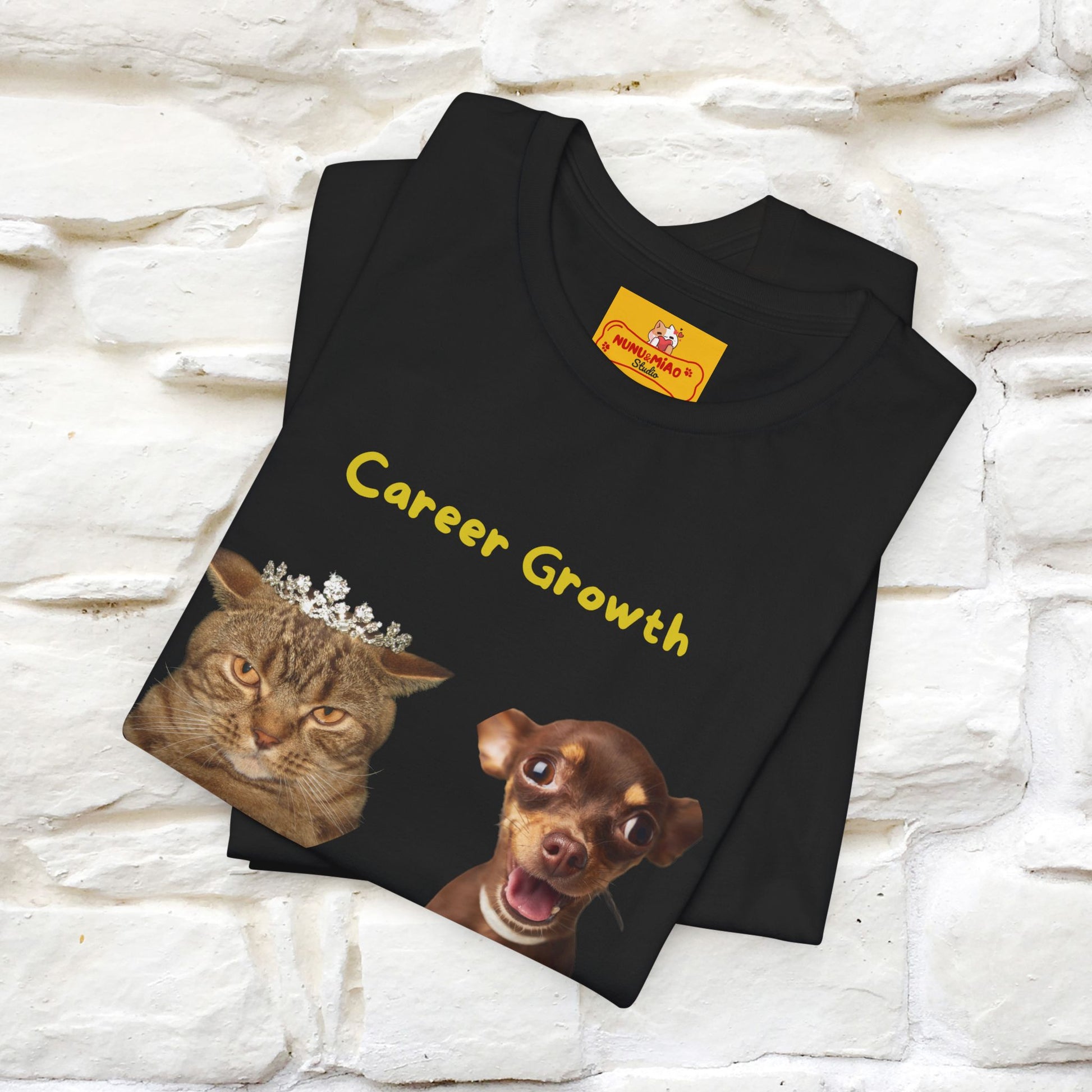 "Career Growth: Cat vs. Dog" | Cat T-Shirt | Nunu&Miao Studio - Nunu&Miao Studio