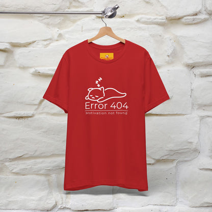 ''Error 404 Motivation Not Found'' Cat T-Shirt Front and Back Design | Nunu&Miao Studio - Nunu&Miao Studio