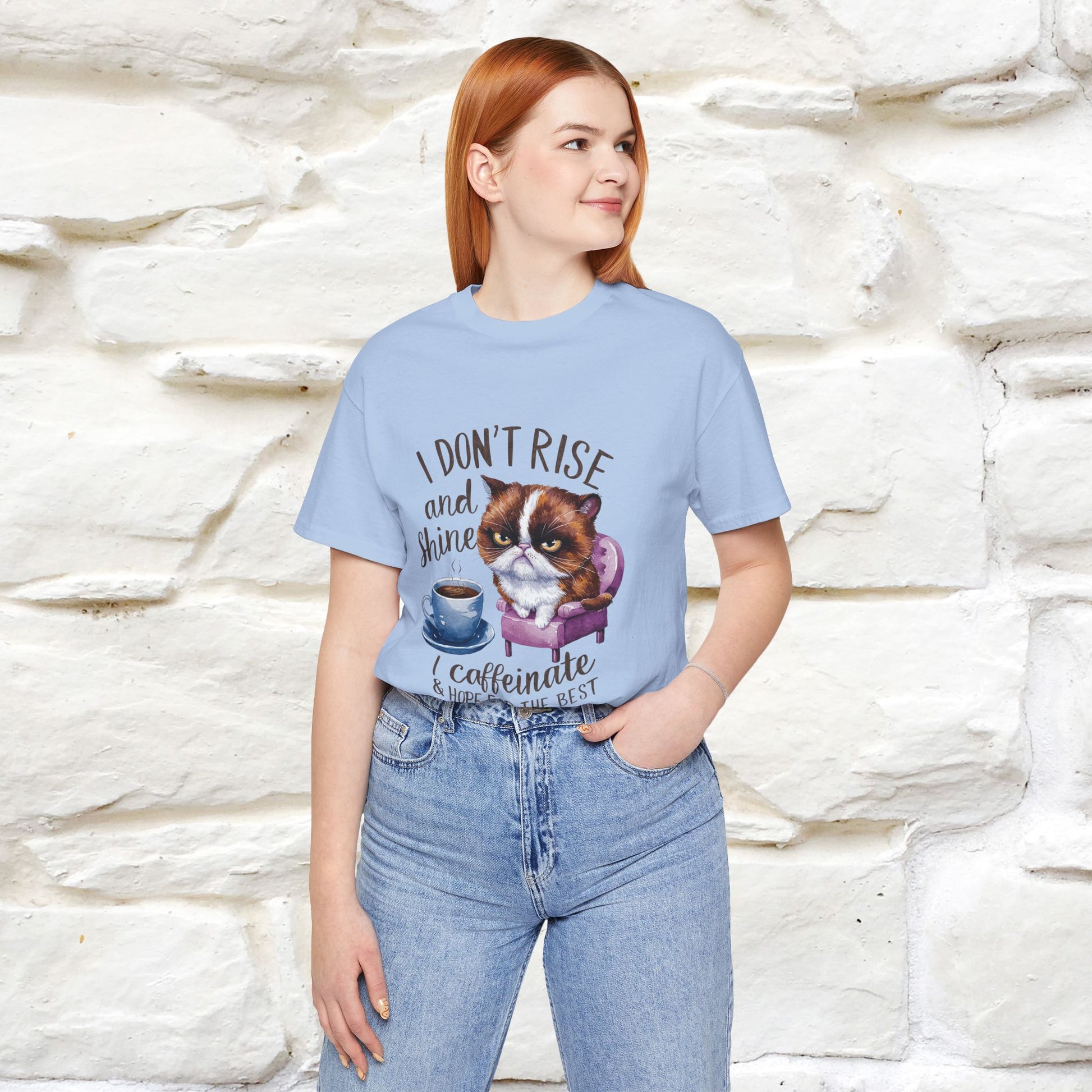 I Don’t Rise and Shine, I Caffeinate ....| Funny Cat T-Shirt| Nunu&Miao Studio - Nunu&Miao Studio