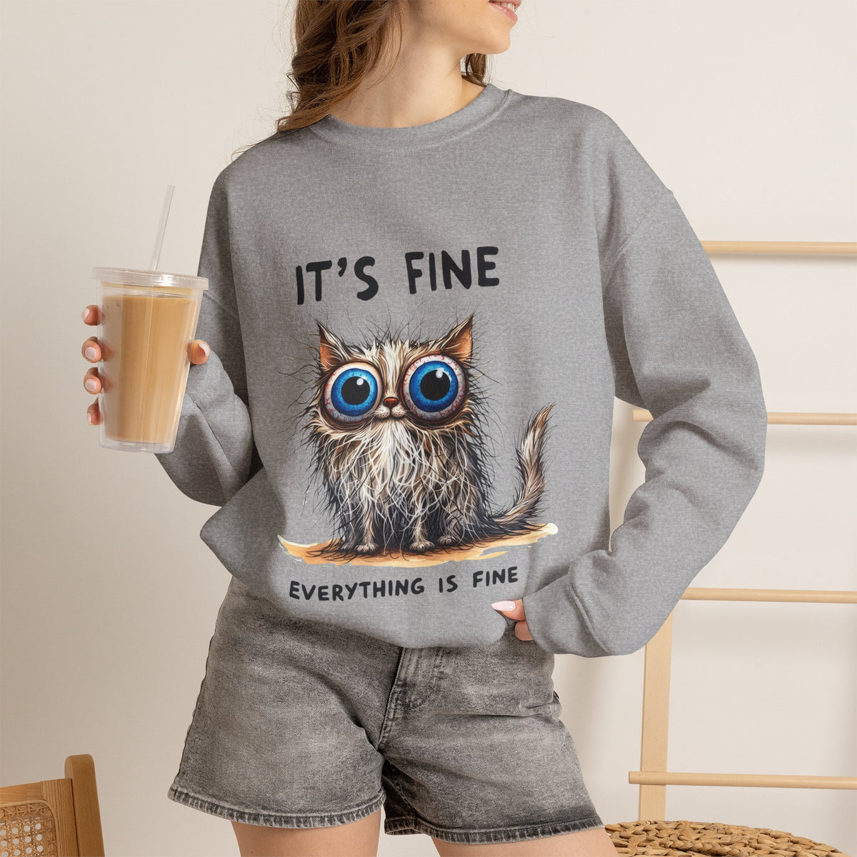 "It's Fine'' |Cat Sweatshirt | Nunu&Miao Studio