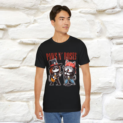 Paws N' Roses T-Shirt | Rock-Inspired Cat Lover  | Nunu&Miao Studio - Nunu&Miao Studio