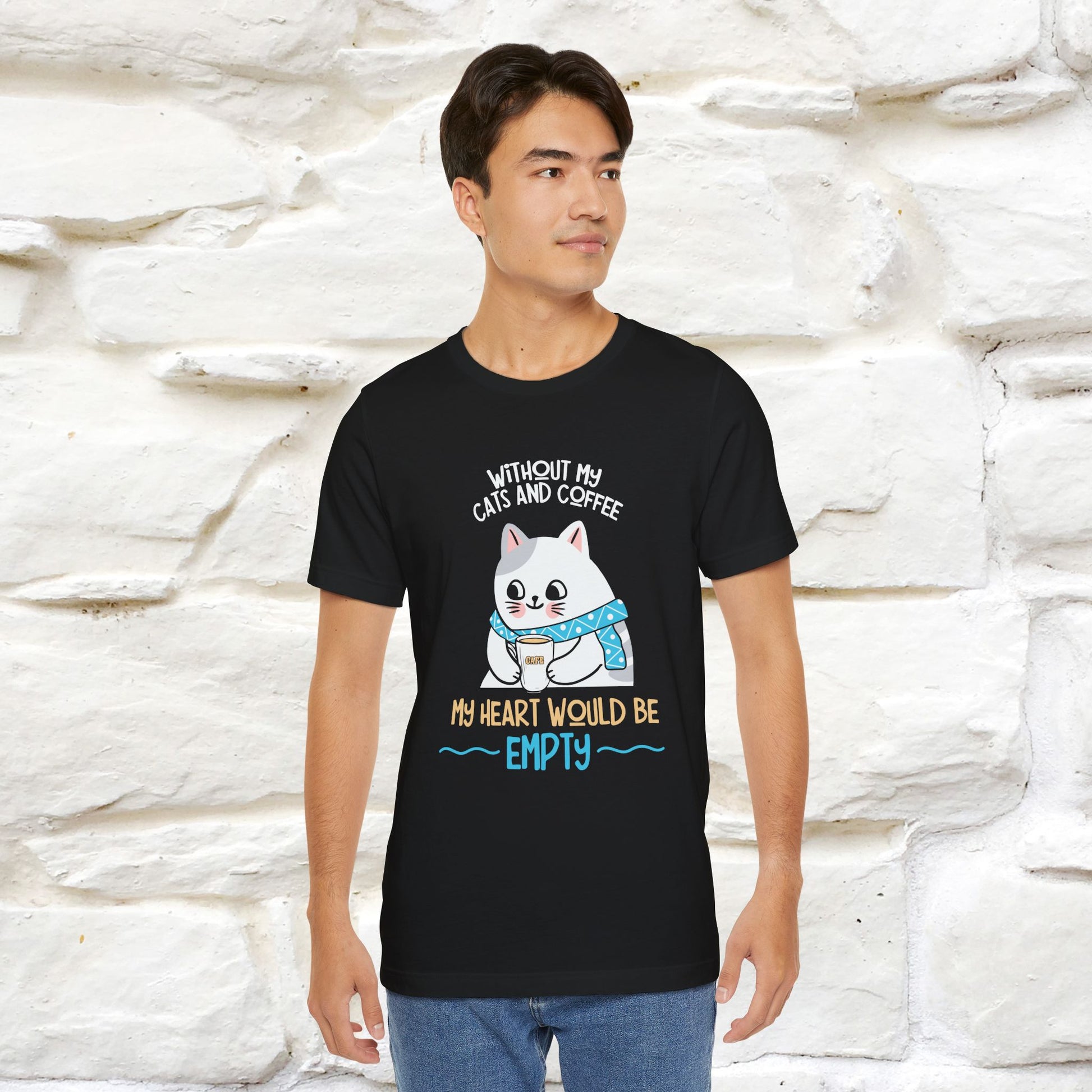"Without My Cats and Coffee, My Heart Would Be Empty" Cat T-shirt | Nunu&Miao Studio - Nunu&Miao Studio