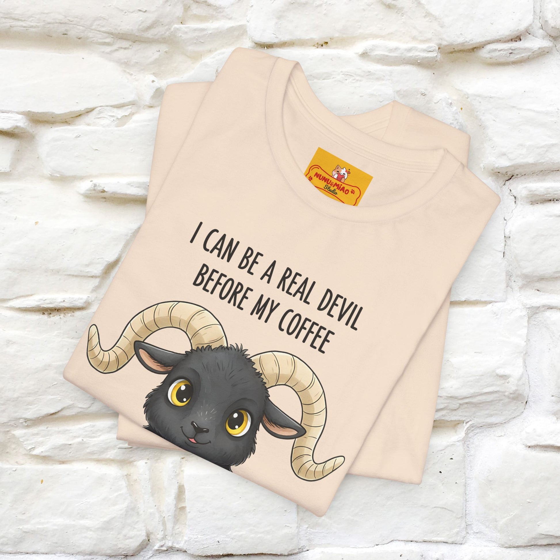 "I Can Be a Real Devil Before My Coffe" Funny T-shirt |Nunu&Miao Studio - Nunu&Miao Studio