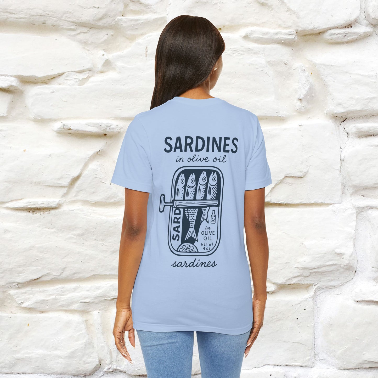 "Sardines In Olive Oil" Cute T-shirt | Front & Back Design|Nunu&Miao Studio - Nunu&Miao Studio