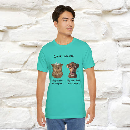 "Career Growth: Cat vs. Dog" | Cat T-Shirt | Nunu&Miao Studio - Nunu&Miao Studio