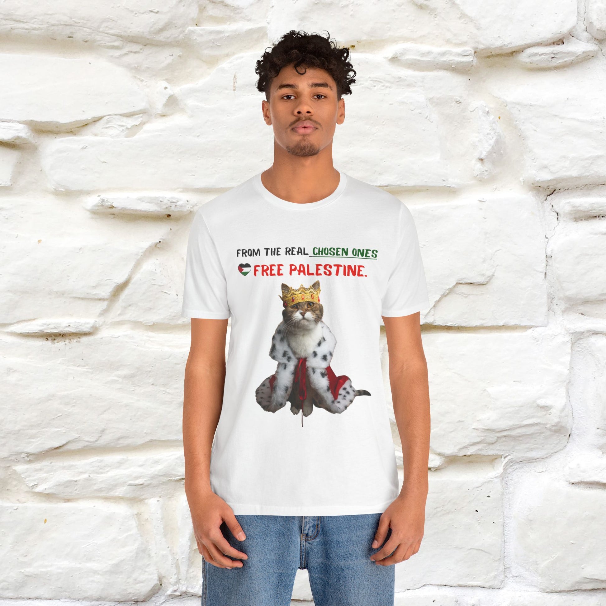"From the real chosen ones  Free Palestine." Cat T-shirt |Nunu&Miao Studio - Nunu&Miao Studio