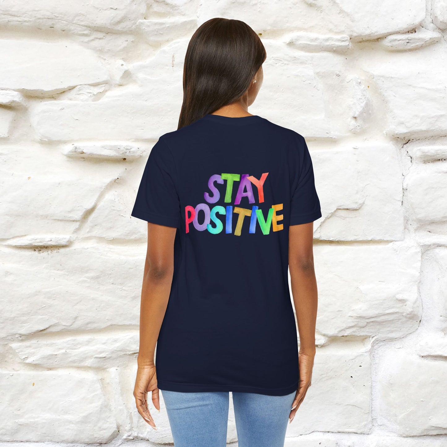 "Stay Positive'' Cat T-Shirt | Front & Back Design | Nunu&Miao Studio - Nunu&Miao Studio
