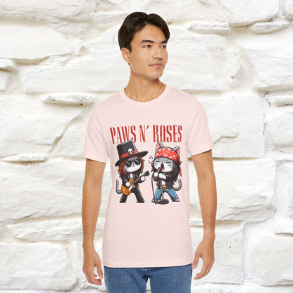 Paws N' Roses T-Shirt | Rock-Inspired Cat Lover  | Nunu&Miao Studio - Nunu&Miao Studio