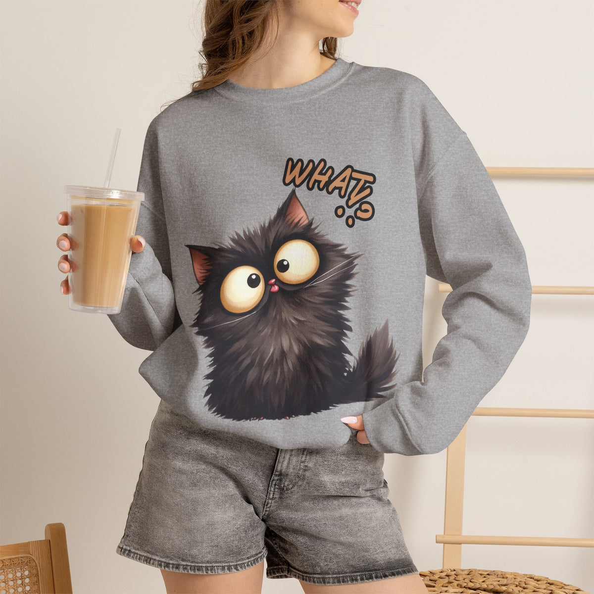 "What'' |Cat Sweatshirt | Nunu&Miao Studio