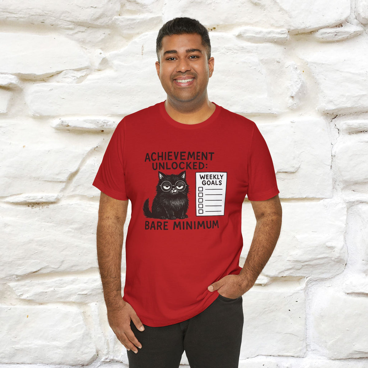"Achievement Unlocked Bare Minimum." |Cat T-Shirt | Nunu&Miao Studio